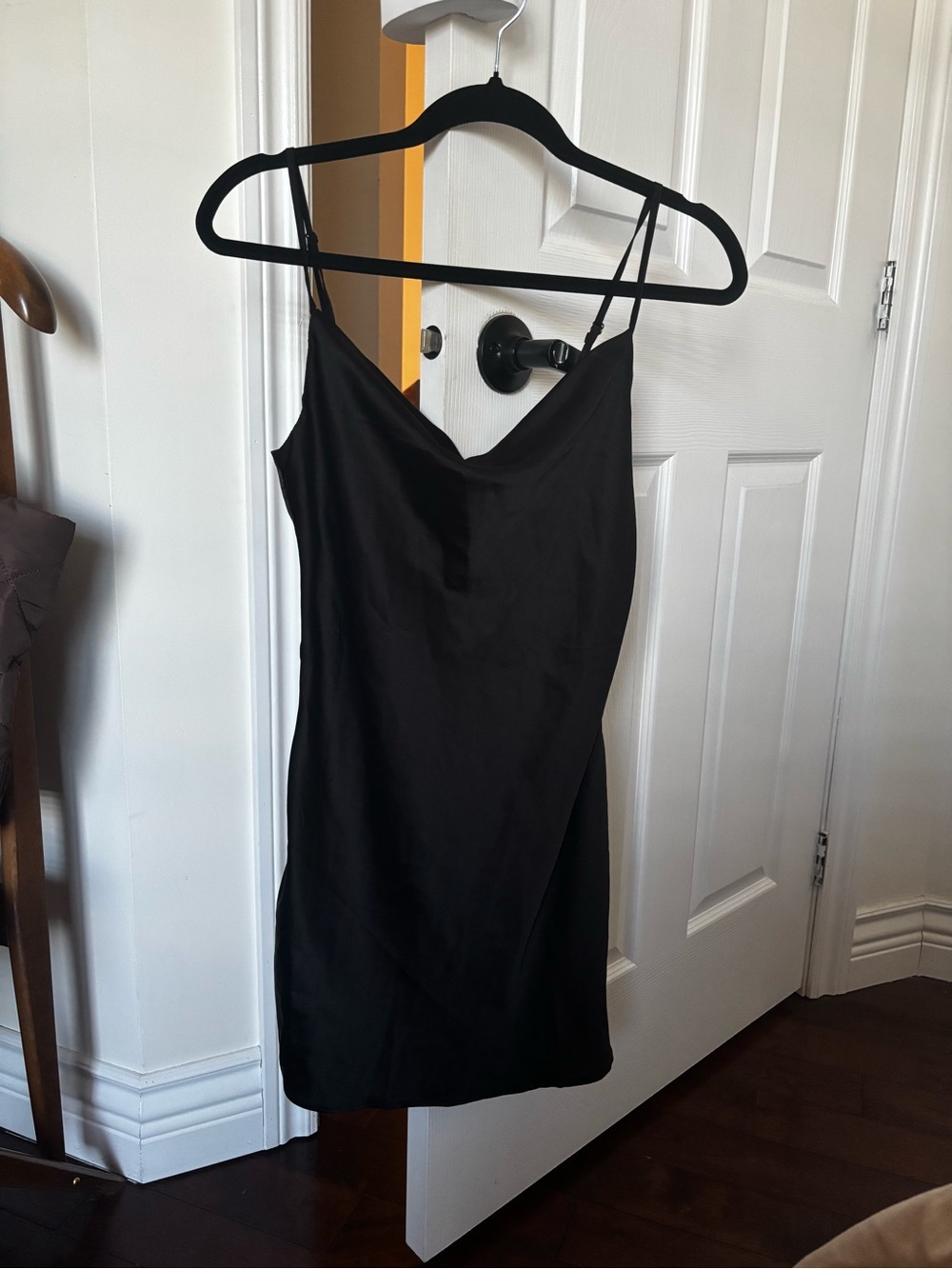 Sans Souci Black Satin Slip Cami Dress